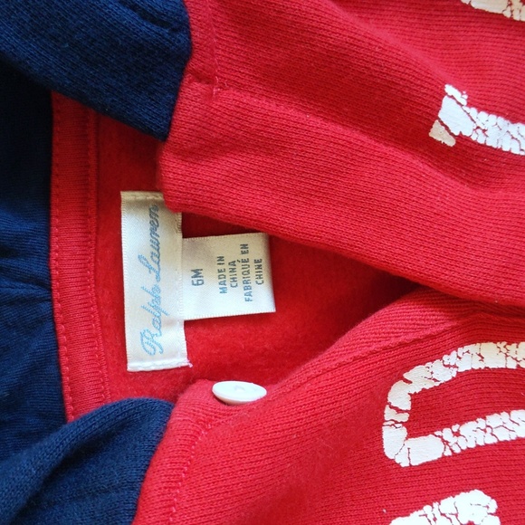ralph lauren polo color block fleece hoodie jumpsuit 6 months baby boy - Picture 3 of 8
